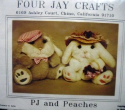 PJ AND PEACHES 1991 PLUSH BUNNY RABBITS PATTERN